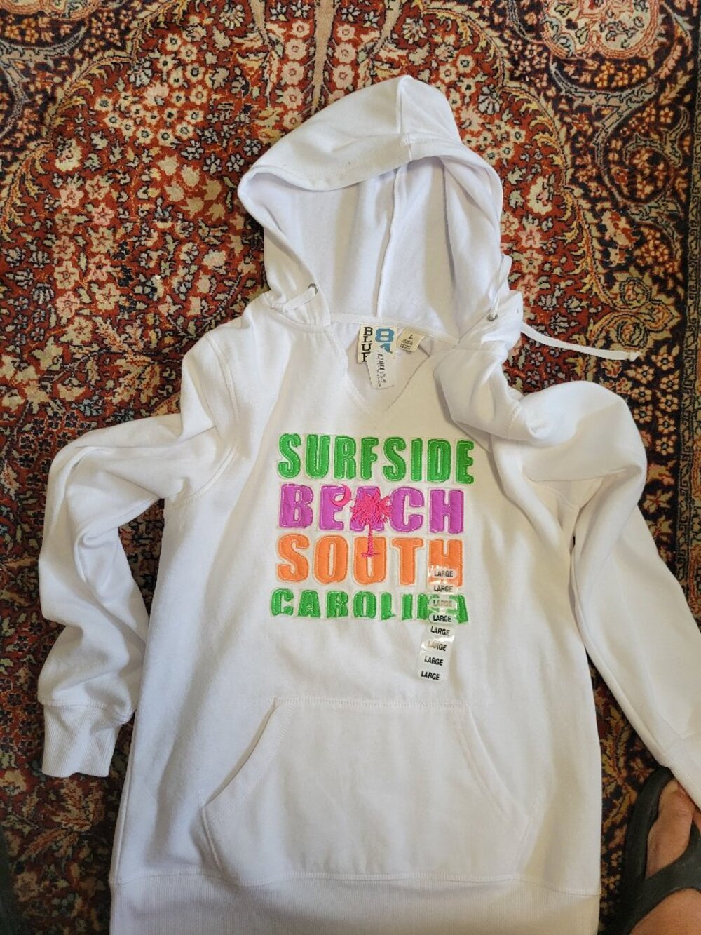 NWT South Beach Surfside South Carolina White Hoodie Size L